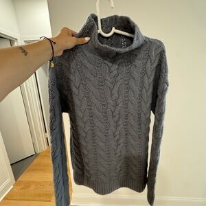 Blue Gray Knit Turtleneck Sweater